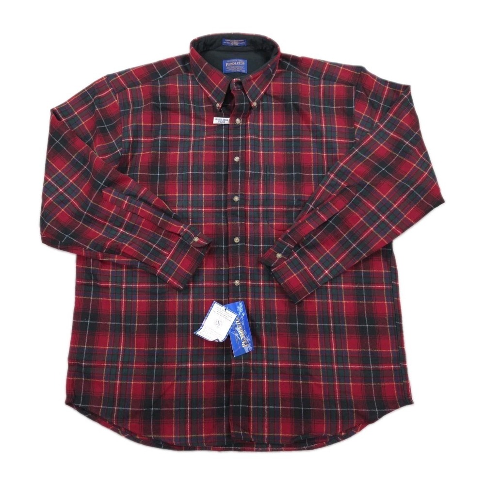 Vintage Pendleton Washable Wool Shirt Mens XL Long Sleeve Maccines Tartan Plaid